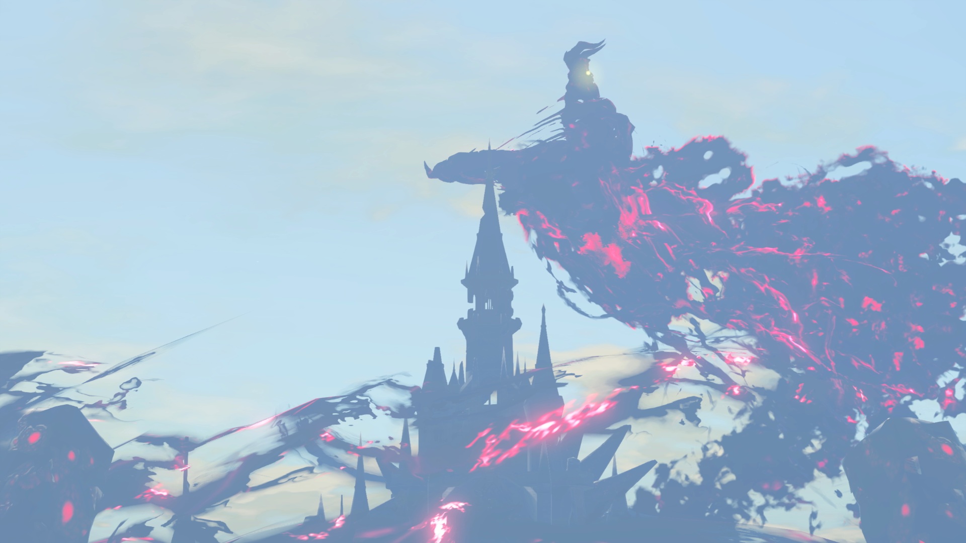 The Legend of Zelda: Breath of the Wild screenshot of Hyrule Castle which is under control of Calamity Ganon