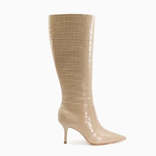 Dune Spritz Croc-effect Leather Knee High Boots