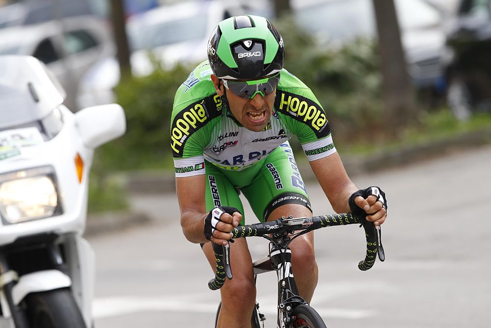 Stefano Pirazzi (Bardiani CSF) goes solo over the last climb to take the win stage 4 at Coppi e Bartali