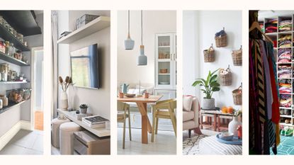 compilation of different ares of the home to show things to declutter to prevent damp