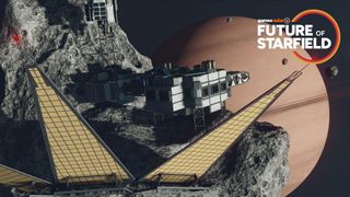 Image of the Asteroid Manor in Starfield, a player-house in a hollowed out asteroid