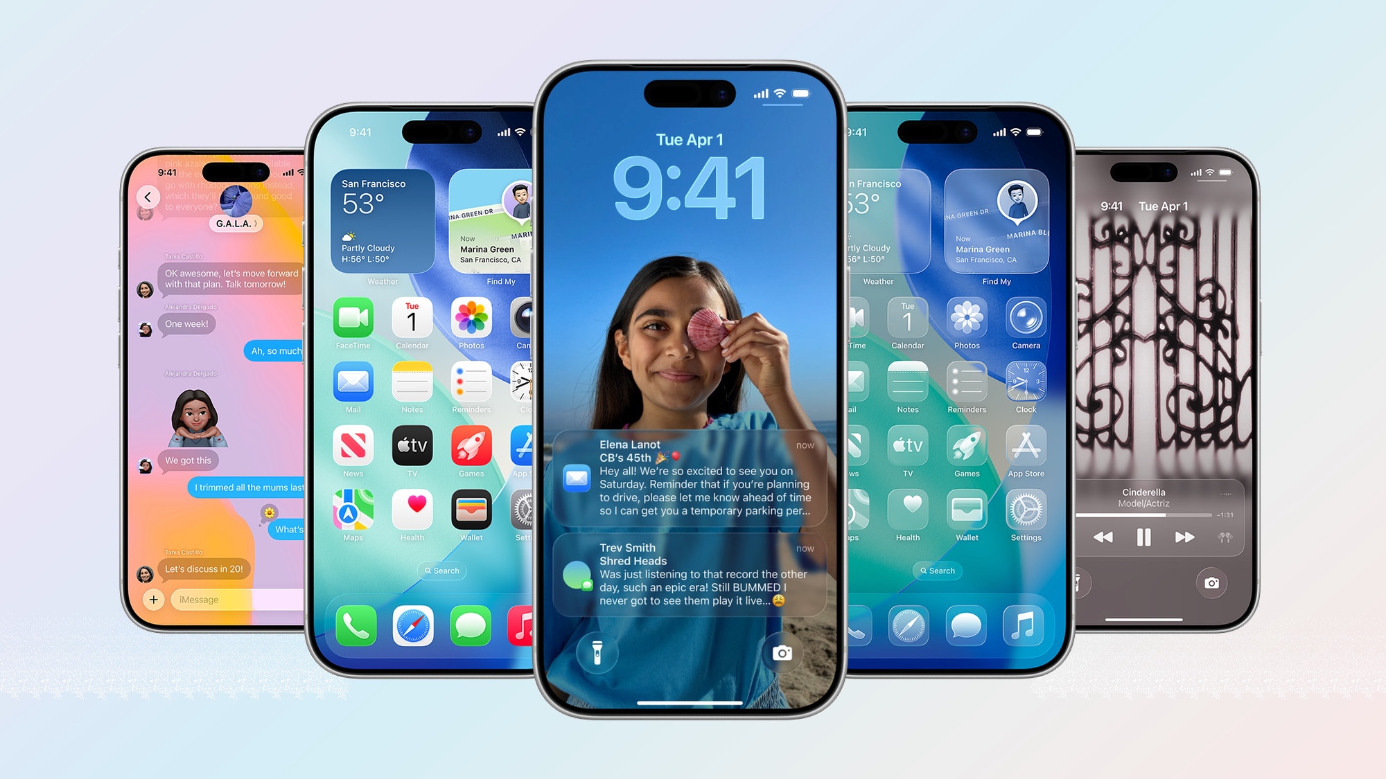 Different iPhones with ios 26 on them