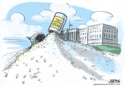 Political cartoon U.S. opioids Congress drug lobbying