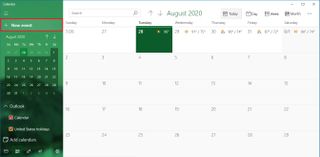 Calendar create new event