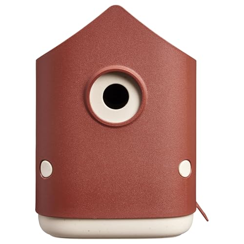 Elho Cosy Bird House 18cm Birdhouse - Tuscan Red | L 17.6 X W 18 X H 23 Cm | Plastic, the Elho Way
