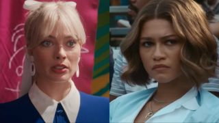 Margot Robbie as Barbie and Zendaya in Challengers