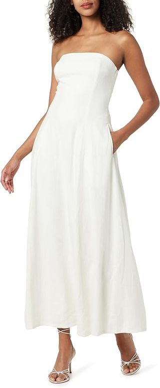 The Drop Women's Carlota Strapless Linen Maxi Dress, Ivory, M