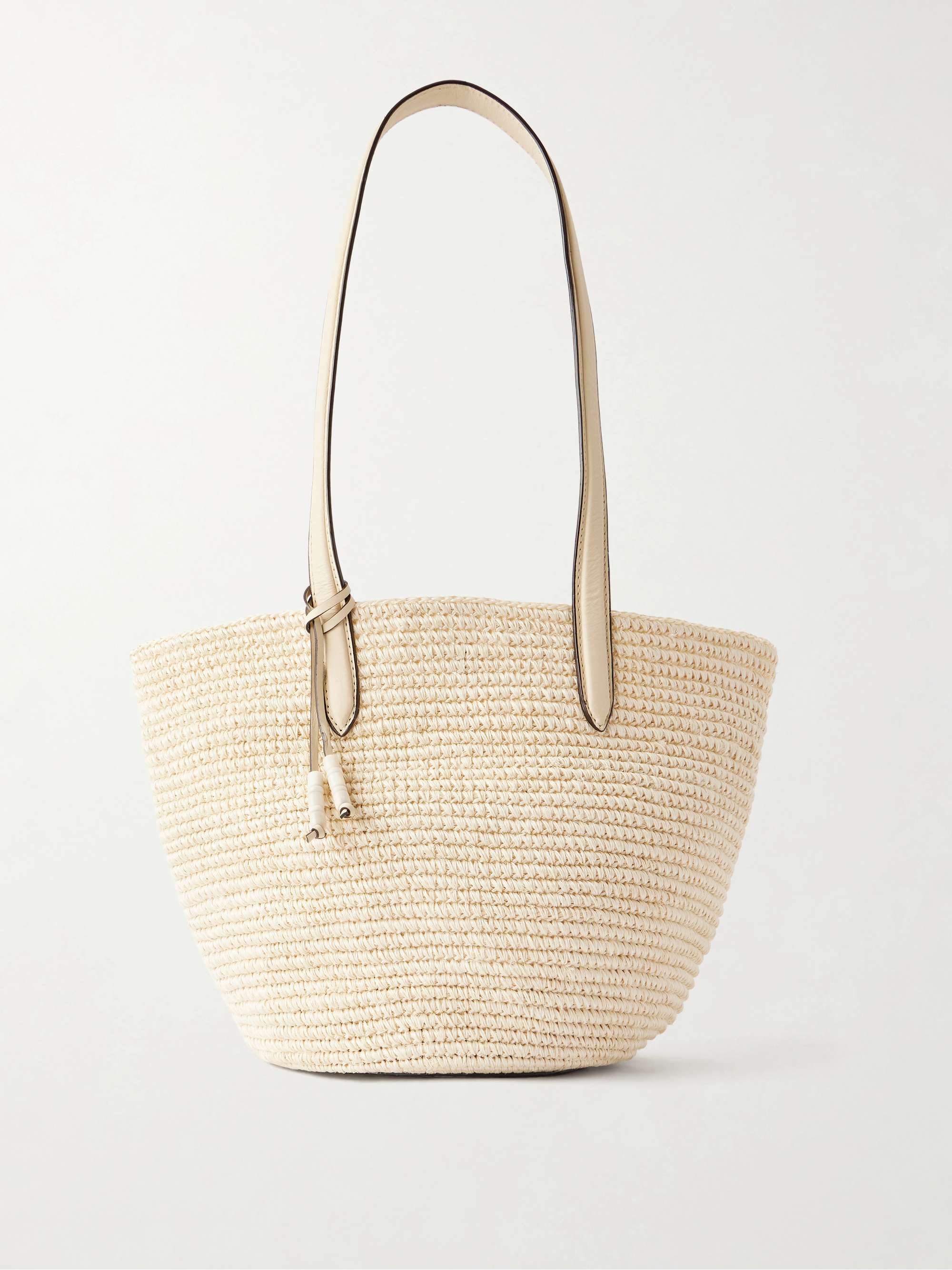 Market Leather-Trimmed Raffia Tote