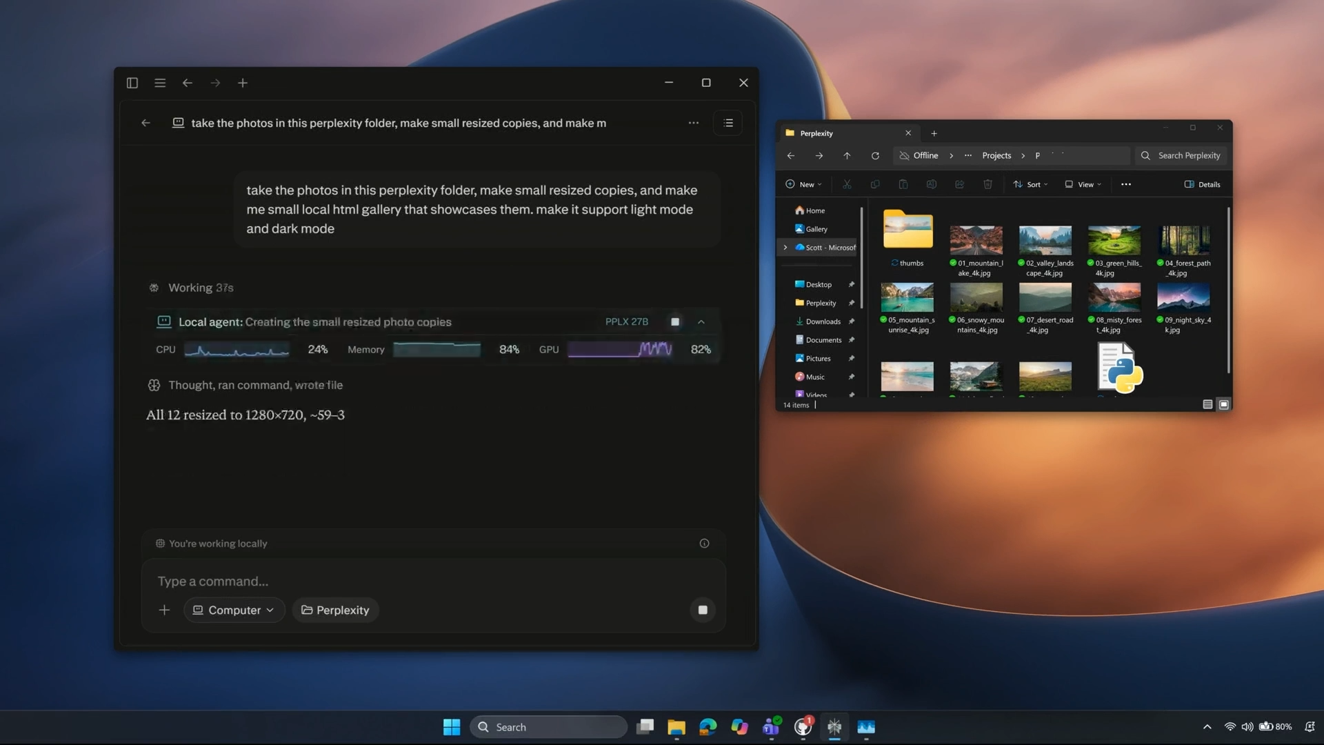 Perplexity procession on device in Windows