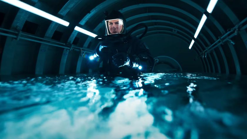 Tom Cruise panics in a flooding room while wearing a diving suit in Mission: Impossible - The Final Reckoning.