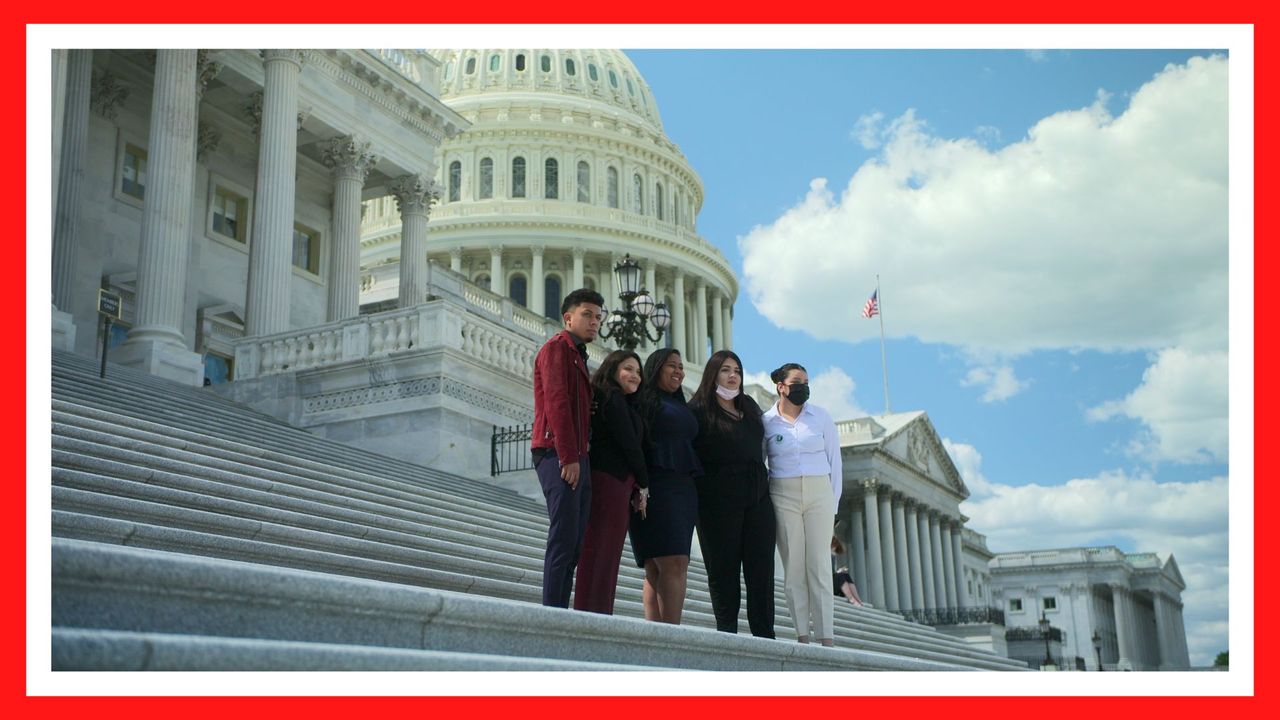 I Am Vanessa Guillen Netflix feature image; Guillen family on the steps of congress in washington dc