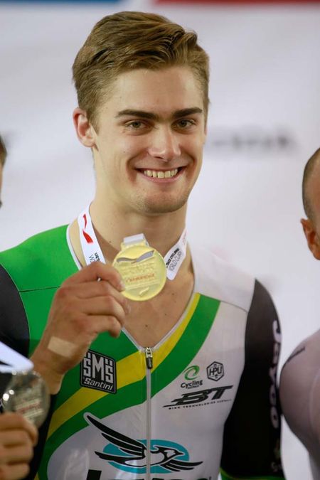 Australia’s Matthew Glaetzer with his track World Cup medal