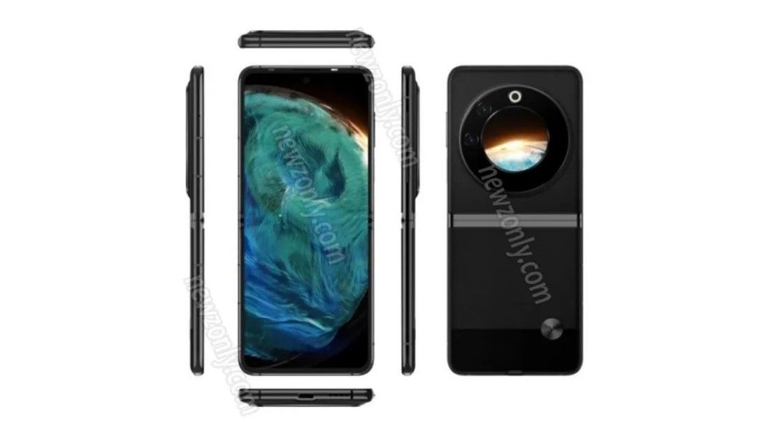 A leaked rendering of the Tecno Phantom V Flip in black.