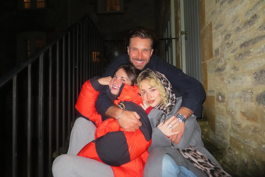 Sabrina Carpenter wore a gray coat, a leopard scarf, and jeans on Instagram