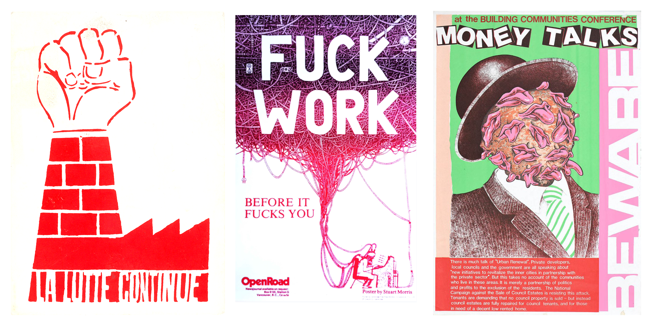 three protest posters in a row