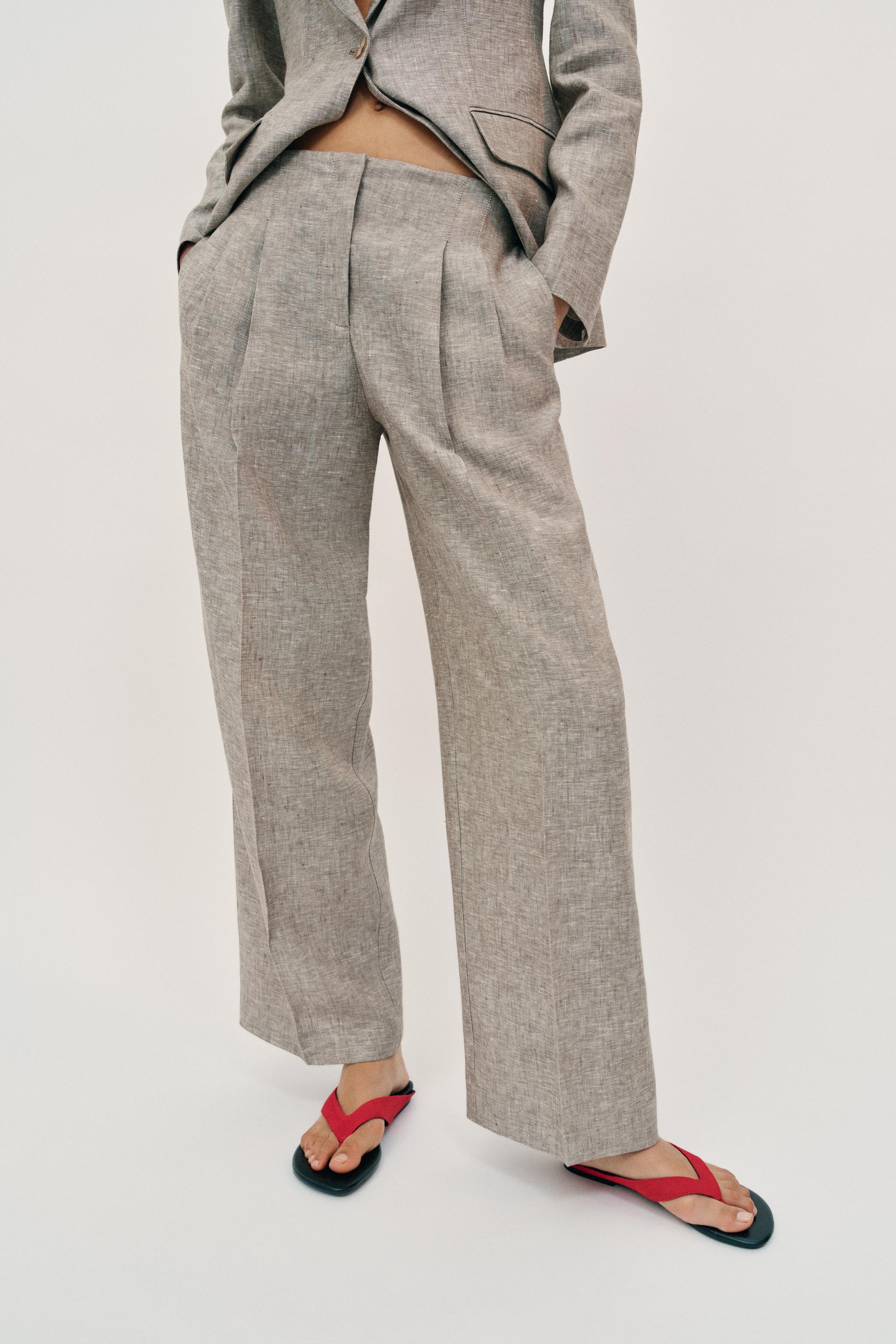 100% Linen Straight Trousers