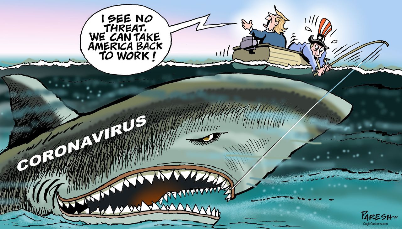 Editorial Cartoon U.S. stay at home ark coronavirus wave | The Week