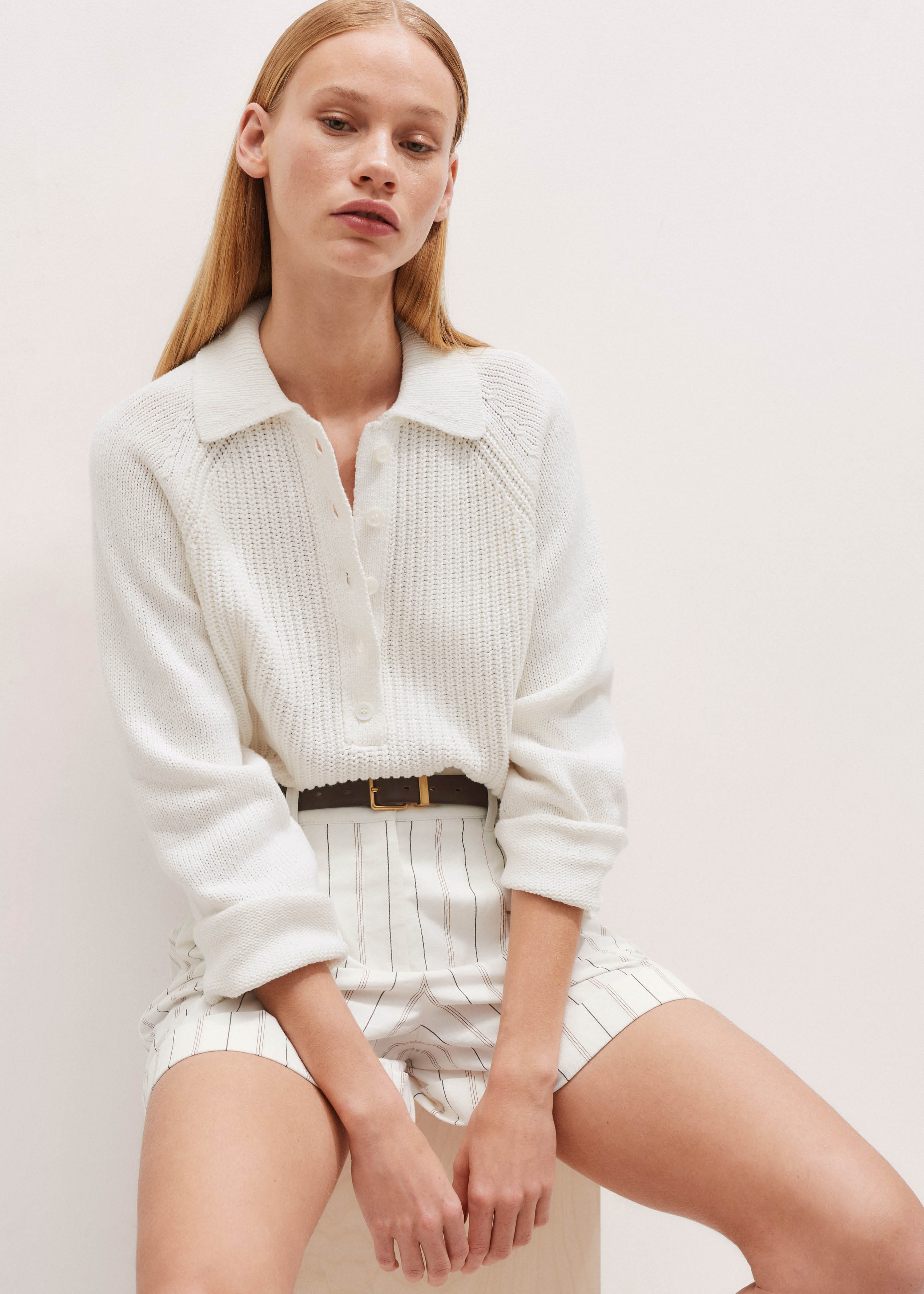 Collared Button-Front Jumper