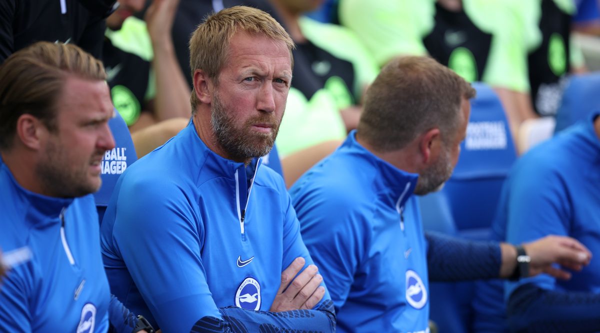 Manchester United vs Brighton l Brighton Manager Graham Potter during the pre-season friendly match between Brighton &amp; Hove Albion and RCD Espanyol at The Amex Stadium on July 30, 2022 in Brighton, England.ive stream | 