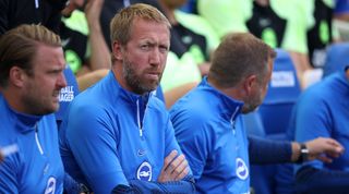 Manchester United vs Brighton l Brighton Manager Graham Potter during the pre-season friendly match between Brighton & Hove Albion and RCD Espanyol at The Amex Stadium on July 30, 2022 in Brighton, England.ive stream | 