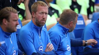 Manchester United vs Brighton l Brighton Manager Graham Potter during the pre-season friendly match between Brighton & Hove Albion and RCD Espanyol at The Amex Stadium on July 30, 2022 in Brighton, England.ive stream |