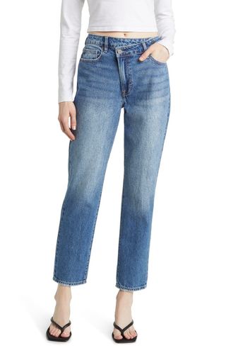 Crossover High Waist Straight Leg Jeans