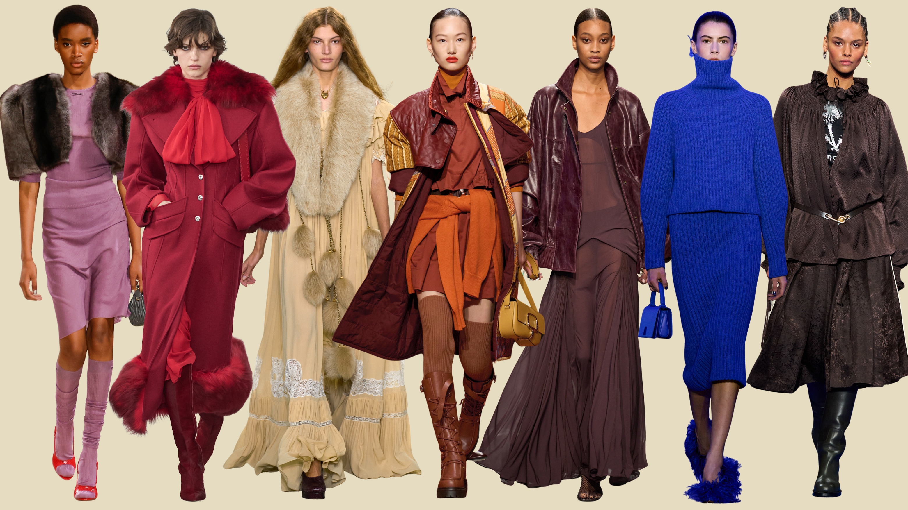 A collage of models from the AW25 catwalks.