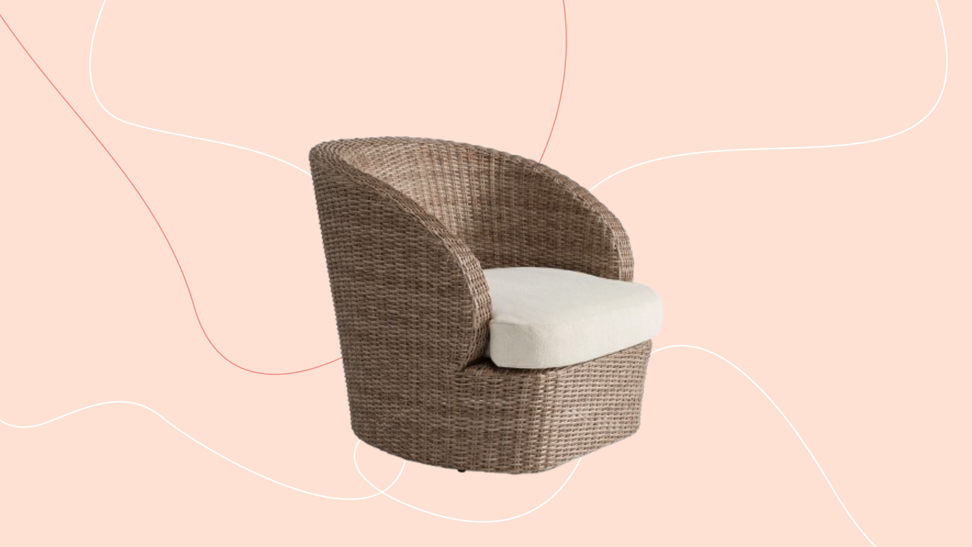 Next Natural Alvor Swivel Chair on a pink background