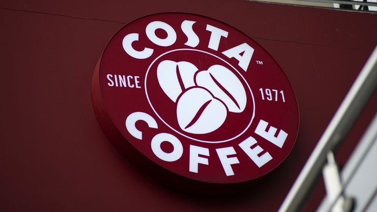 Costa Coffee logo is seen on September 2, 2020 in Warsaw, Poland.