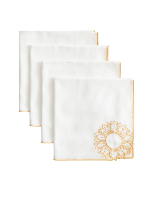 4-Pack Embroidered-Detail Linen-blend Napkins