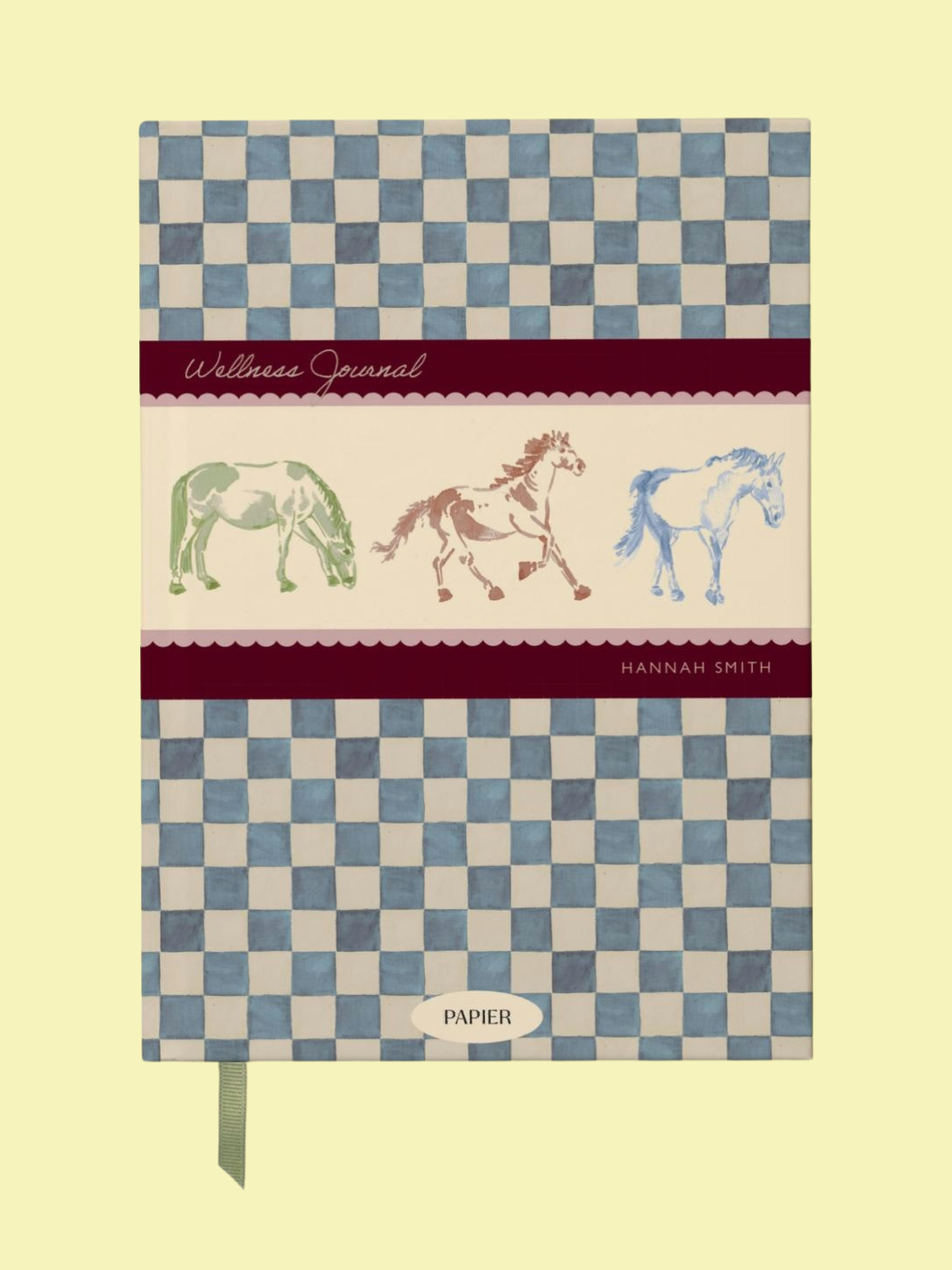 A blue checkered wellness journal from Papier