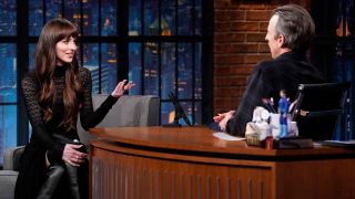 Dakota Johnson Makes appearance on Late Night with Seth Meyers