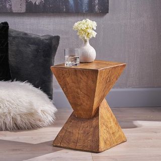 A sculptural wooden side table from Amazon