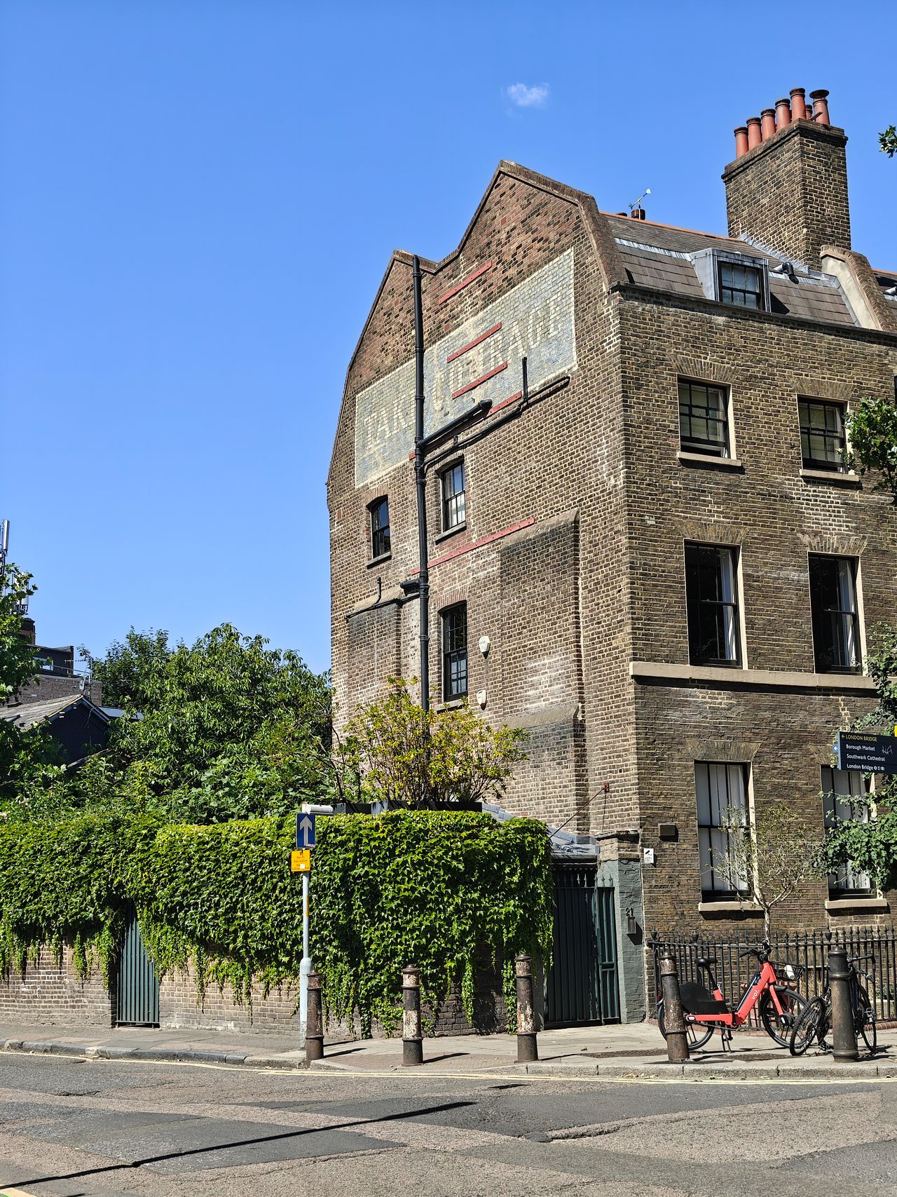 An old warehouse building on the street corner in London