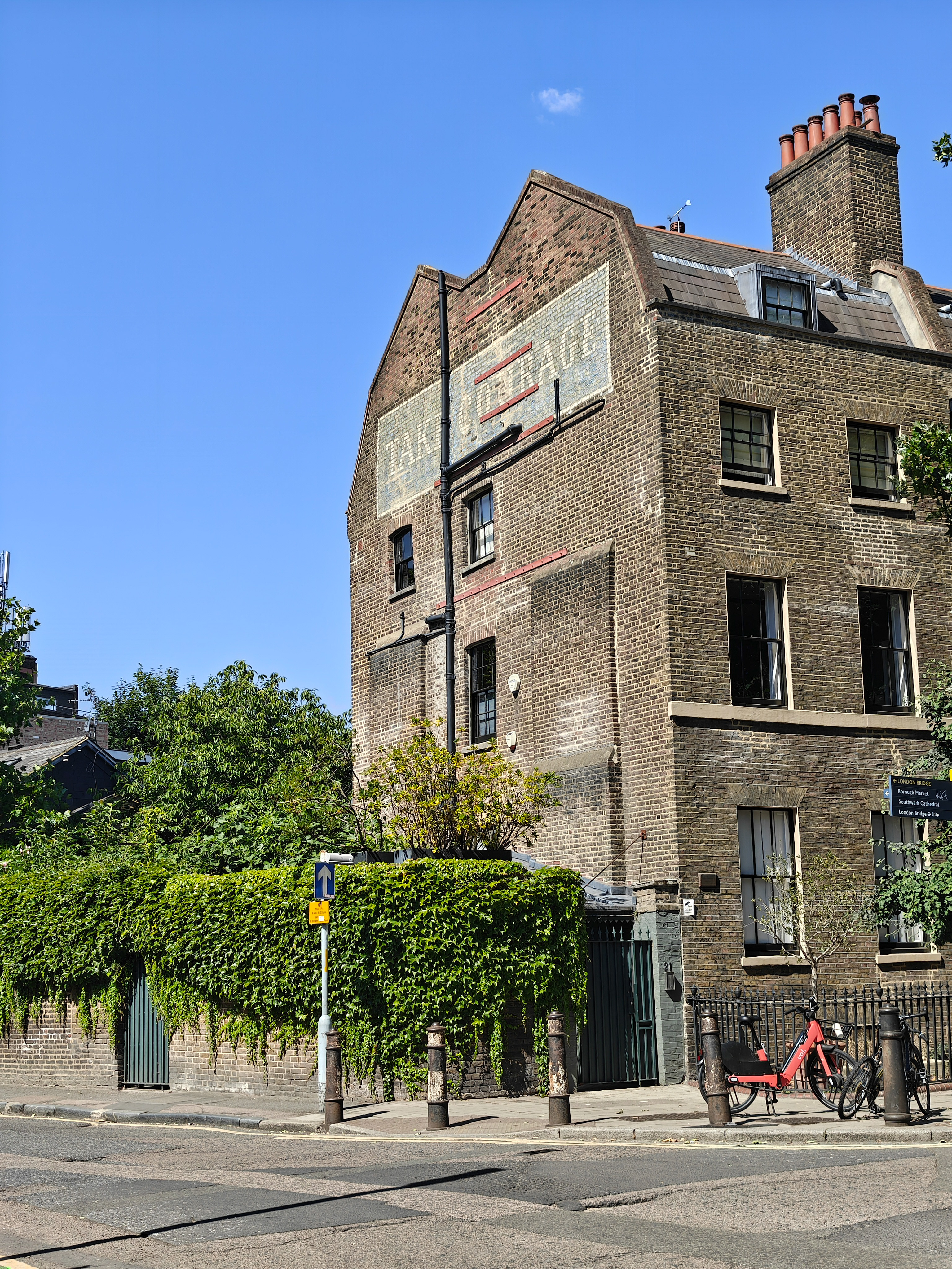 An old warehouse building on the street corner in London