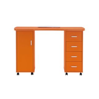 Modern orange office desk on wheels
