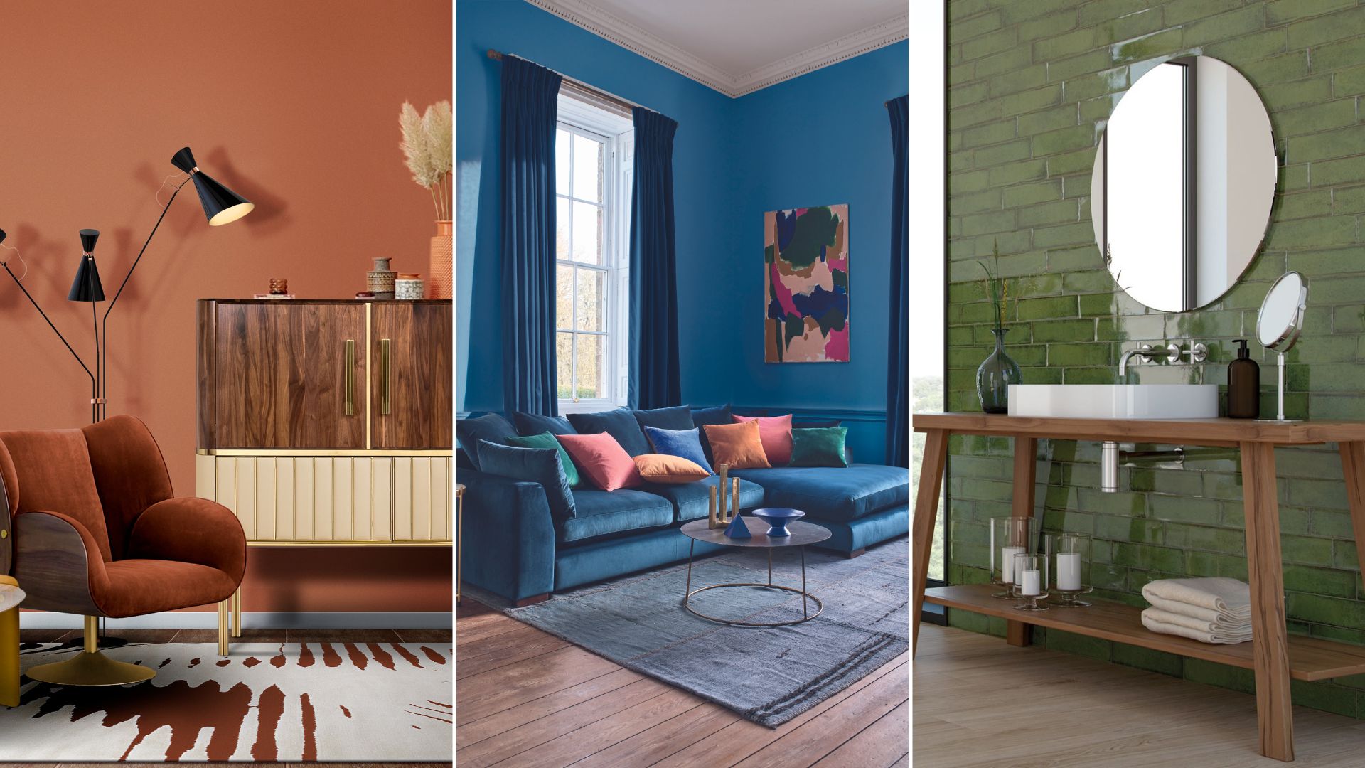 Cobalt Blue and Jade Green Color Scheme for Living Room