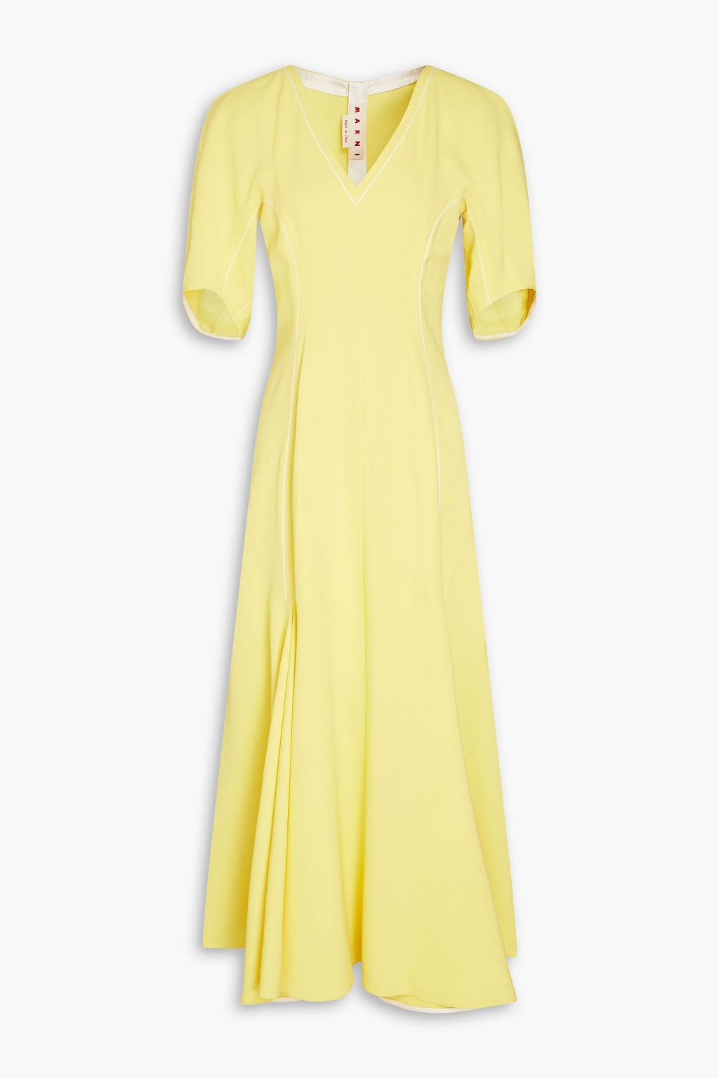 Pleated Stretch-Crepe Midi Dress