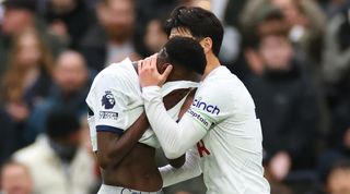 Pape Matar Sarr is consoled by Son Heung-min after going off injured in Tottenham's 3-1 win over Bournemouth in December 2023.