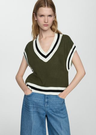 Contrast V-Neck Vest