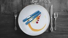 Photo collage of two Ozempic jabs on a fine dining plate