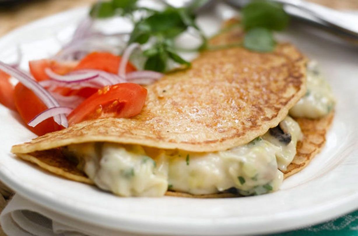 Weight Watchers leek, mushroom and cheese pancakes