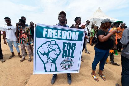 Anti-police brutality protesters in Nigeria.