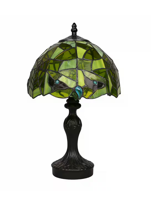 14" Glass Spiderweb Lamp