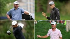 Jordan Smith smiles (top left), Kristoffer Reitan waves (top right), Aaron Rai hits a drive (bottom left) and Brian Harman waves (bottom right)