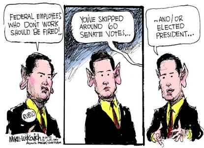 Political cartoon U.S. Marco Rubio Debate 2016