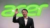 Jason Chen, chief executive officer of Acer Inc., gestures whilst speaking during a news conference at the IFA Consumer Electronics Fair in Berlin, Germany, on Wednesday, Sept. 3, 2014.