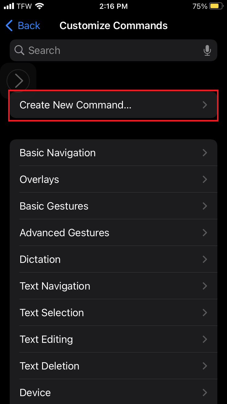 Create a new command on iOS