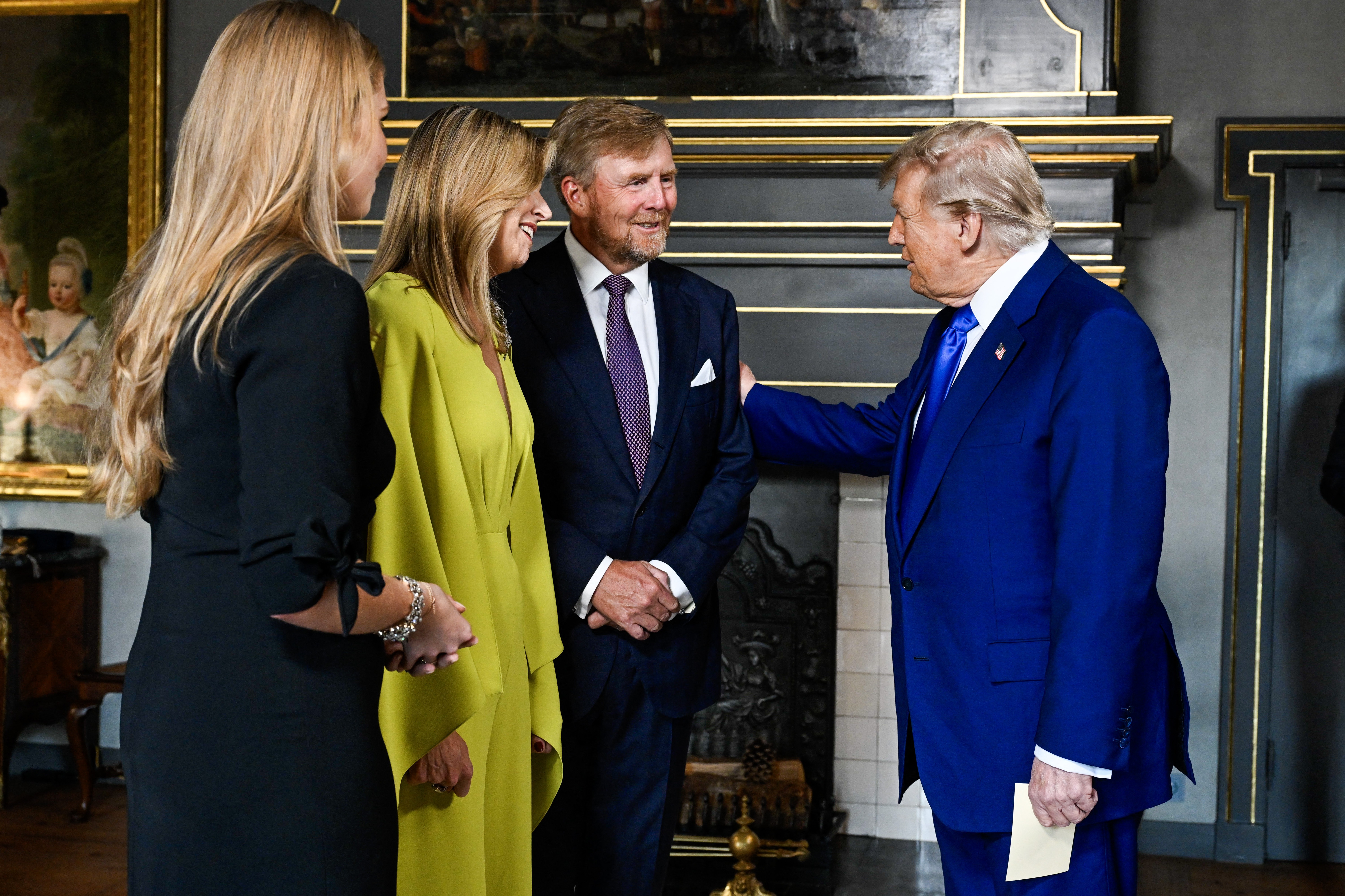 Donald Trump greeting King Willem-Alexander and Queen Maxima during the NATO Summit