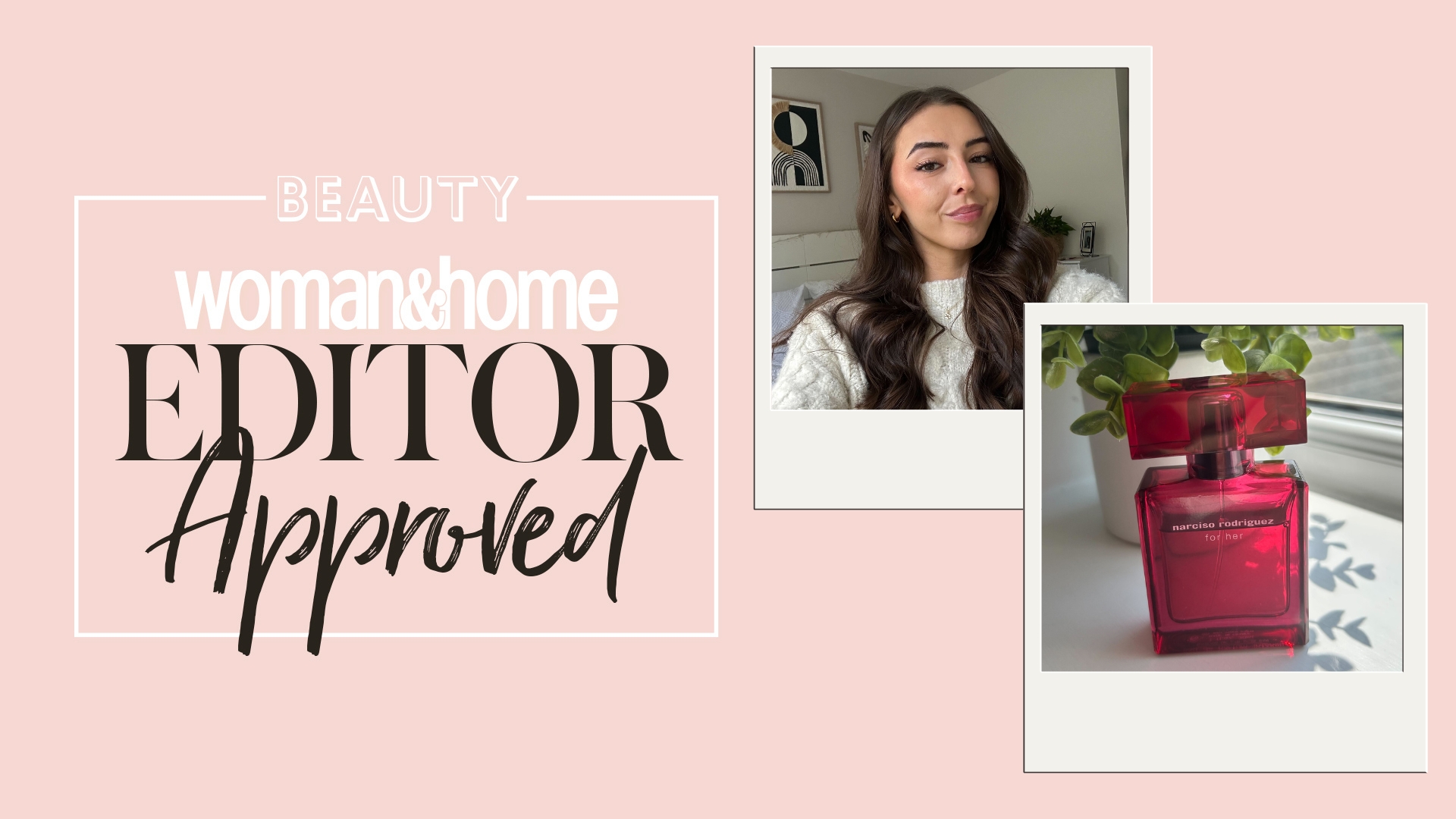 woman&home editor-approved, image of Sennen Prickett and Narciso Rodriguez For Her Intense perfume on a light pink background